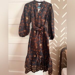 Crown & Ivy Black and Brown Floral Long Sleeve Dress